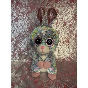 Ty Beanie Boo Raindrop‎ Rabbit Bunny Plush 6" Flippable Sequin Stuffed Animal